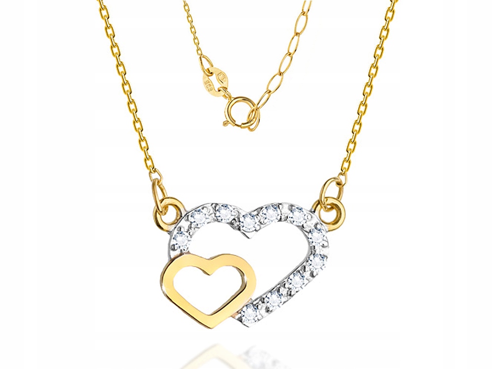Zlatý reťazec PR. 585 Srdce s diamantmi 0,06Ct