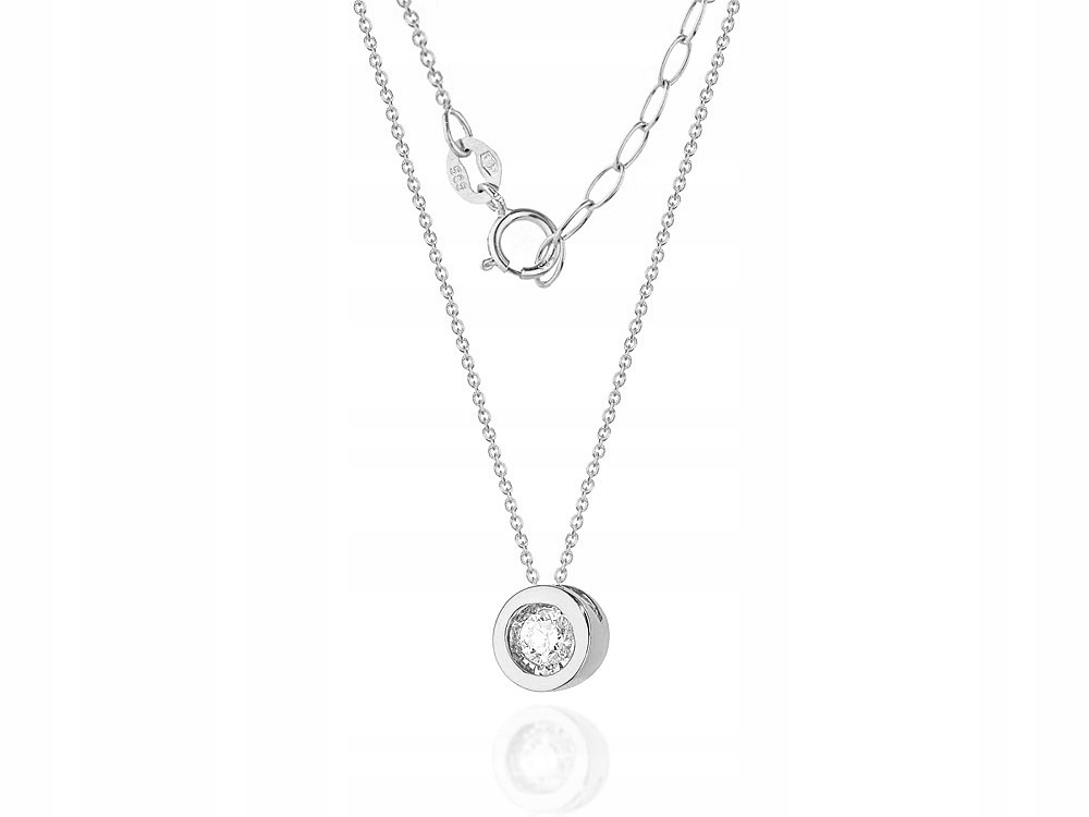Zlatý náhrdelník 585 krúžkový kruh s diamantom 0,08ct
