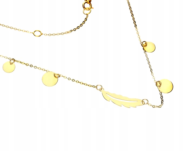 Golden Openwork Náhrdelník perie plus kolesá 585/14k