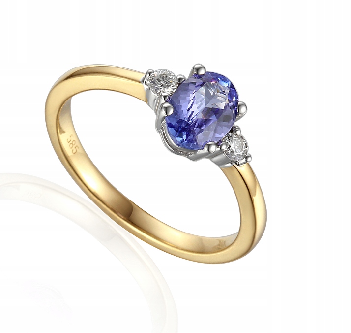ZLATÝ PRSTEN 14K TANZANITOVÝ DIAMANT R37303