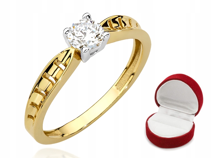 GOLDEN RING 333 ZIRCONIA ENGAGEMENT R14