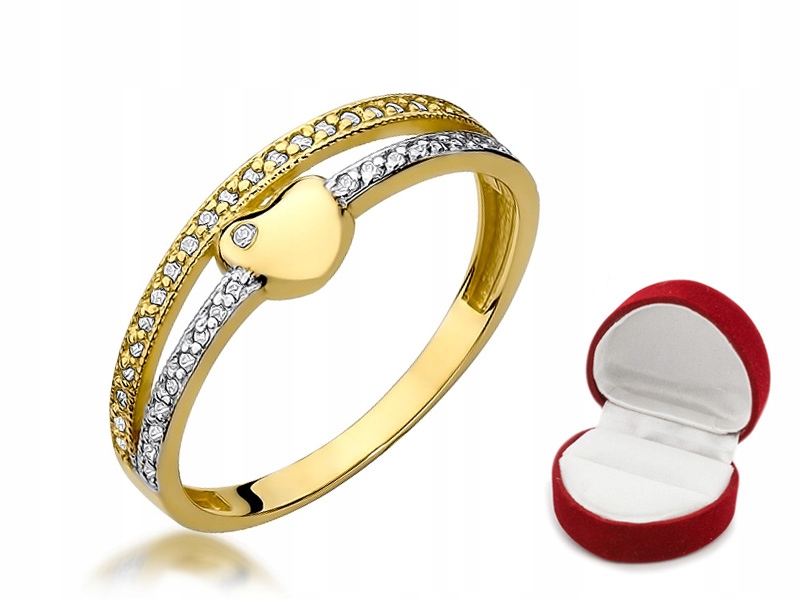 GOLD RING 333 srdce s darčekom ZIRCONIA r20