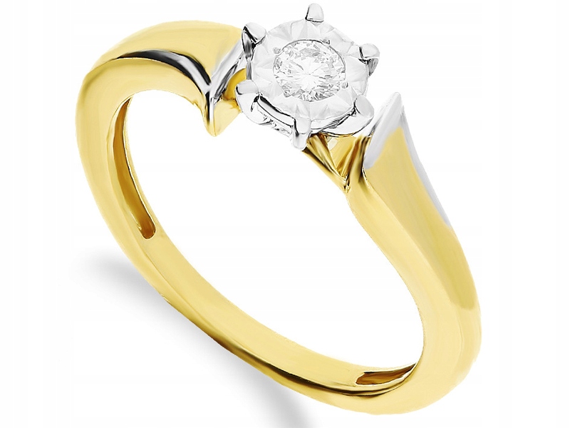 GOLD RING 375 ENGAGEMENT BRILLIANT 11