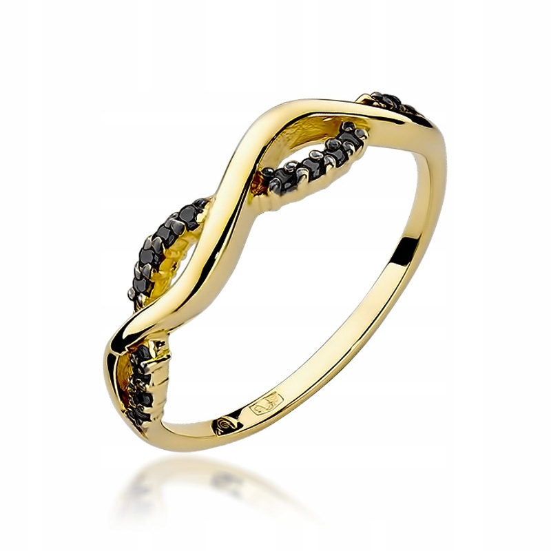 ZLATÝ KRÚŽOK 585 ČIERNY BRILLIANT 0,07 ct