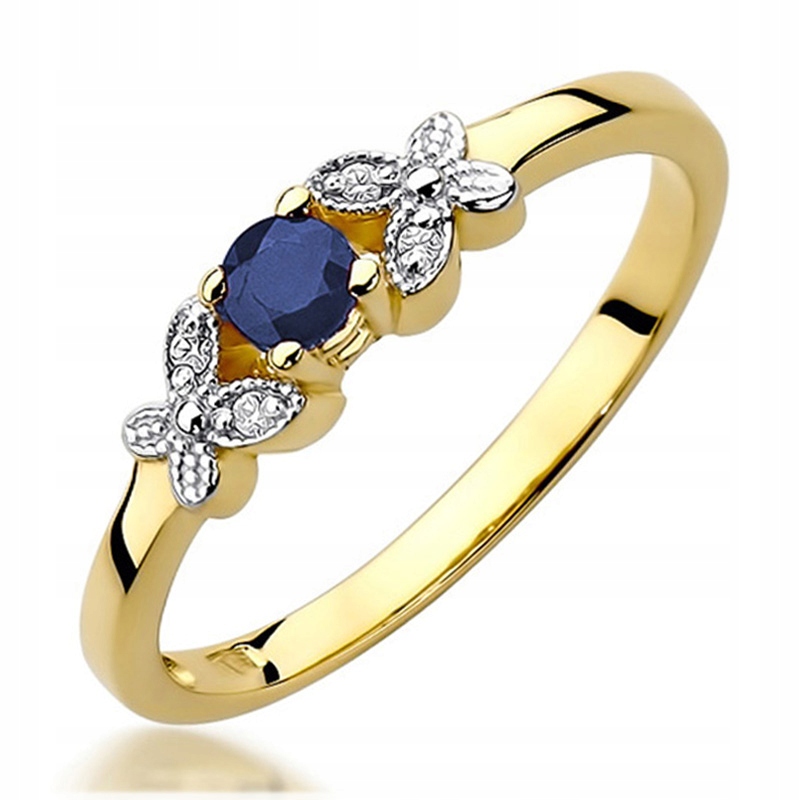 ZLATÝ KRÚŽOK 585 SAPPHIRE 0,15 ct s MOTÝĽMI