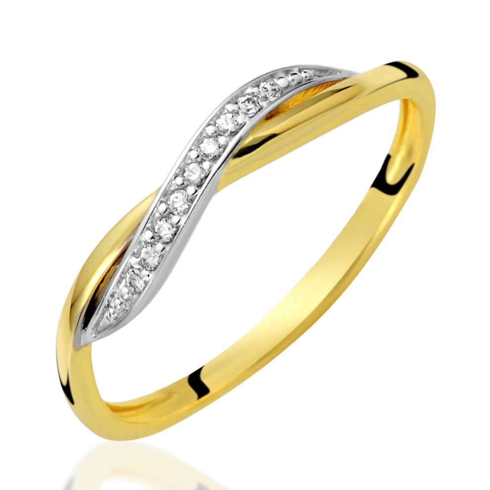 Zlatý prsteň 585 s diamantmi 0,045Ct výška 25H
