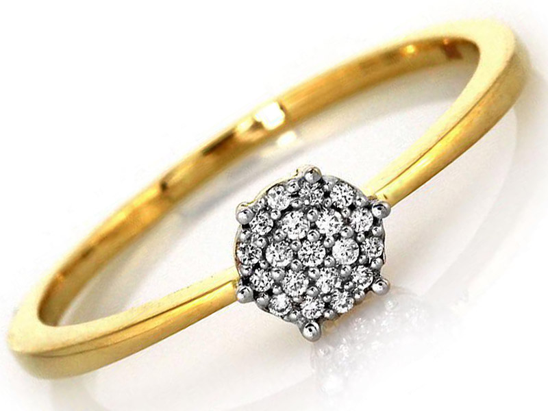 585 ZLATÝ PRSTEN S BRILIANTMI ÚZKY 14K 13