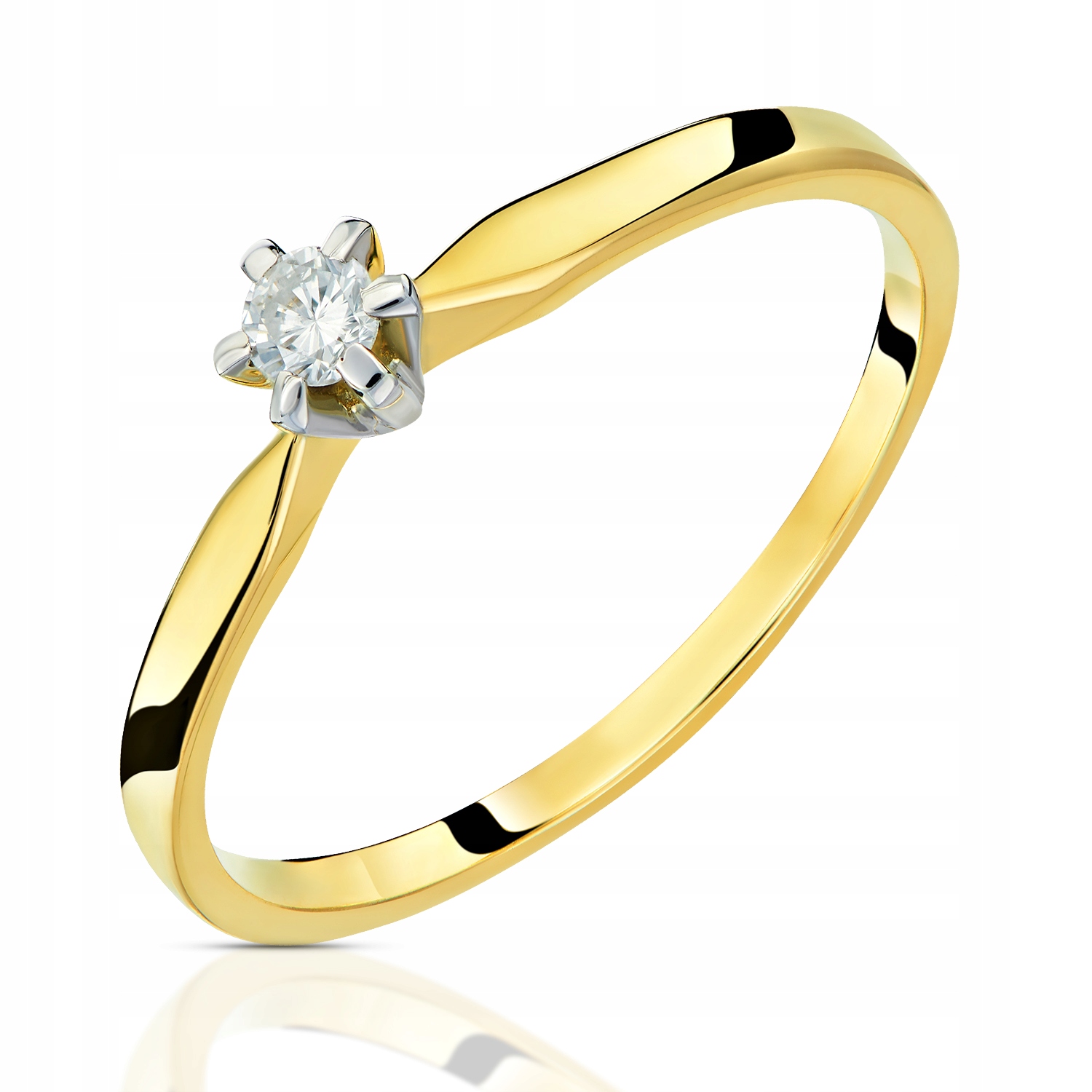 Zlatý prsteň 585 s diamantom 0,06Ct výška 24H