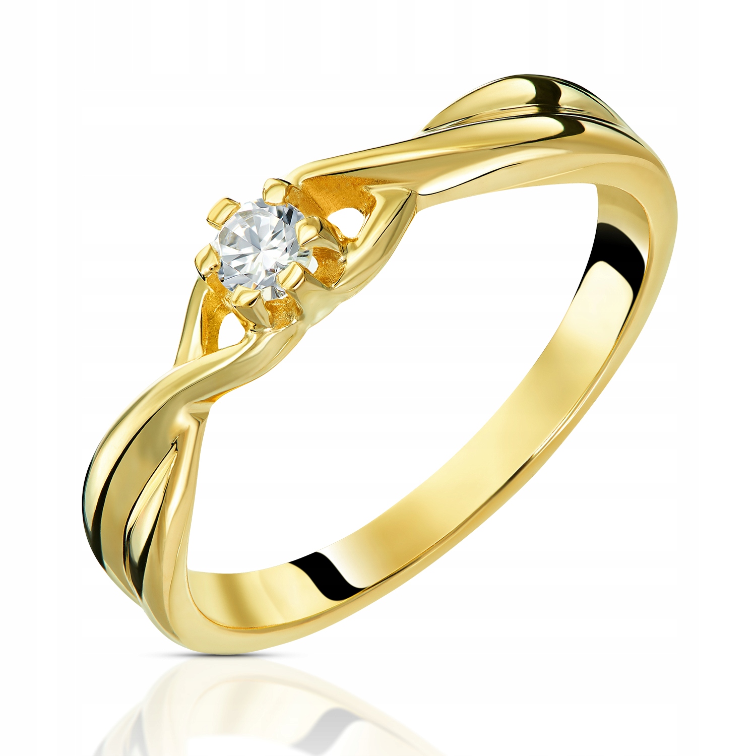 585 ZLATÝ PRSTEŇ S BRILLIANTOM 0,08ct ZAPOJENIE