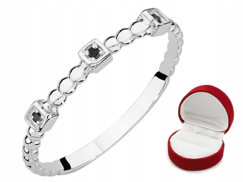 585 ZLATÝ PRSTEN s ČIERNYMI BRILIANTMI 0,02ct
