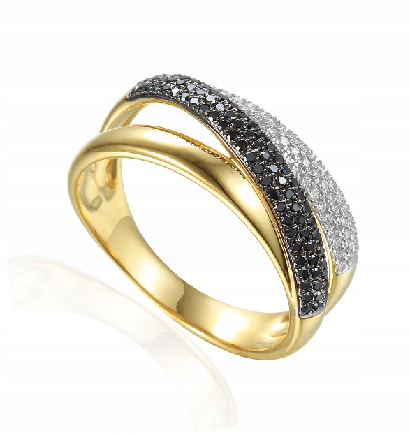 GOLD RING BLACK BRILLIANTS 0,31 CT gravírovanie