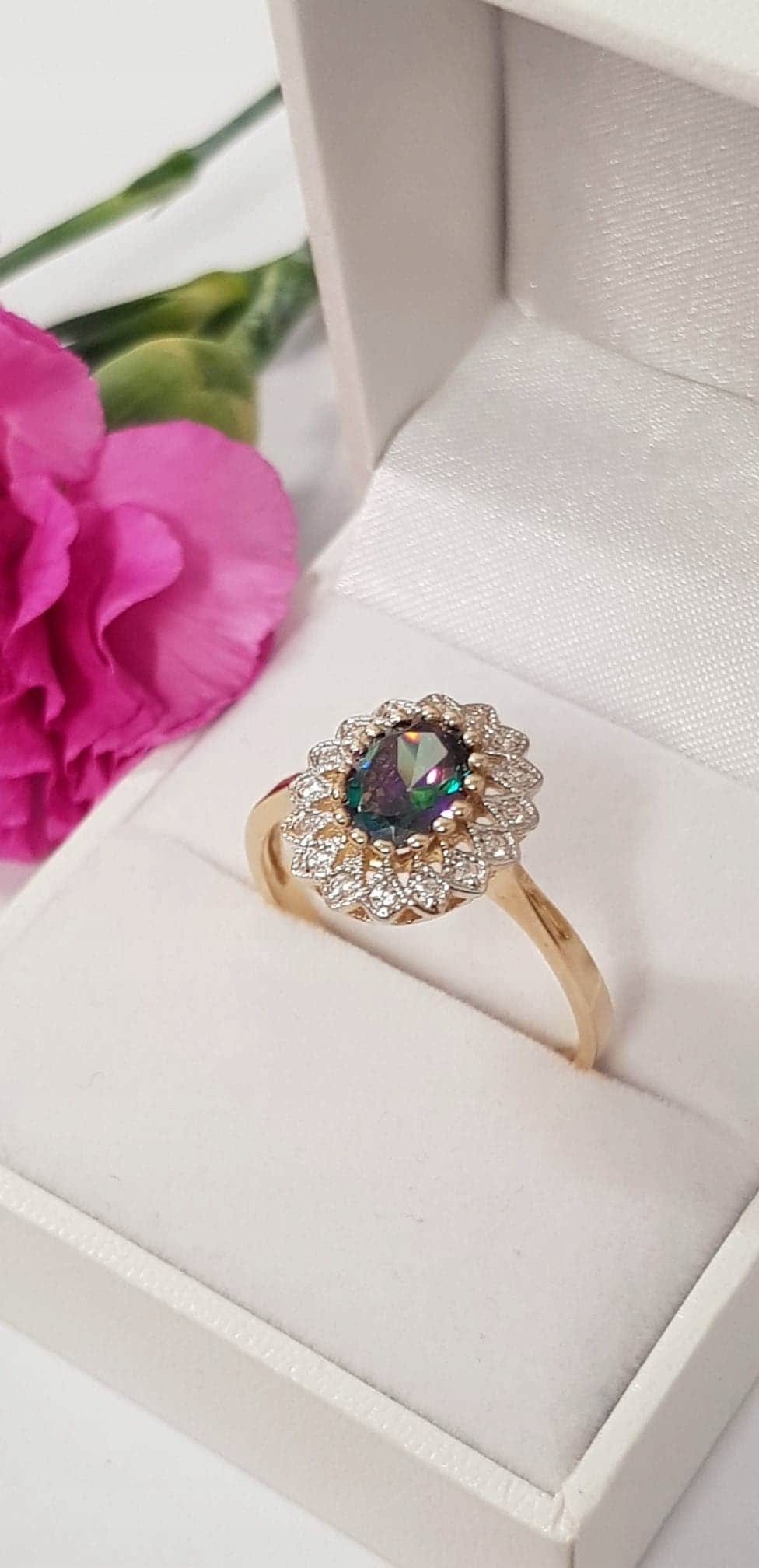 GOLD RING MYSTIC TOPAZ PR.585 R. 16