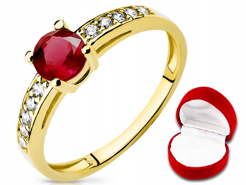 ZLATÝ RING RUBY A ZIRKÓNIA 585 14K
