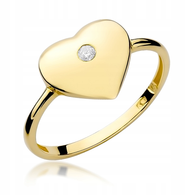 GOLD RING HEART BRILLIANT gravírovanie ZADARMO 585
