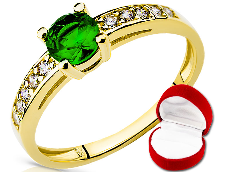 ZLATÝ PRSTEŇ EMERALD A ZIRKÓNIA 333 8K