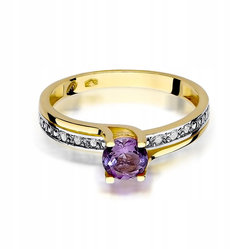 ZLATÝ PRSTEN S AMETHYSTOM A PR BRILLIANTS 585