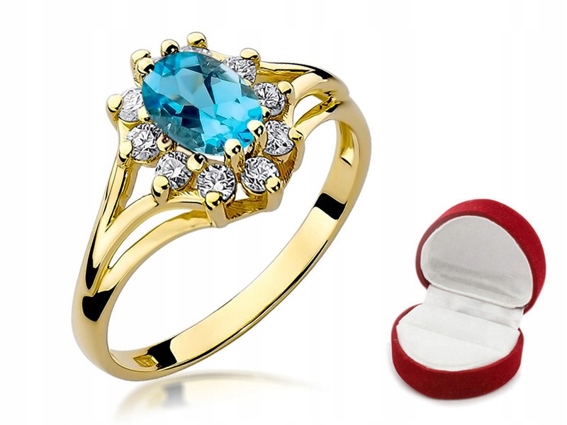 ZLATÝ PRSTEN S 0,90ct TOPAZ a BRILLIANTS