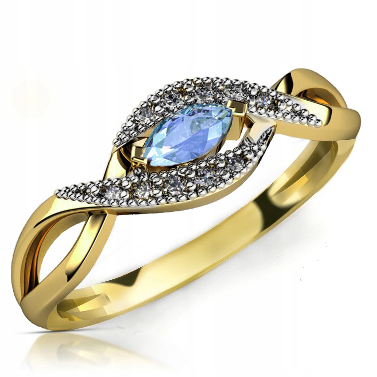 ZLATÝ ZÁPASNÝ KRÚŽOK 333 8K AQUAMARINE r17