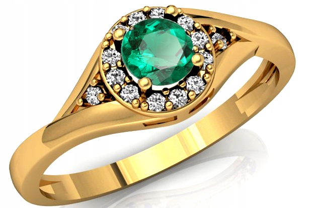 Zlatý zásnubný prsteň 333 8k Emerald R17