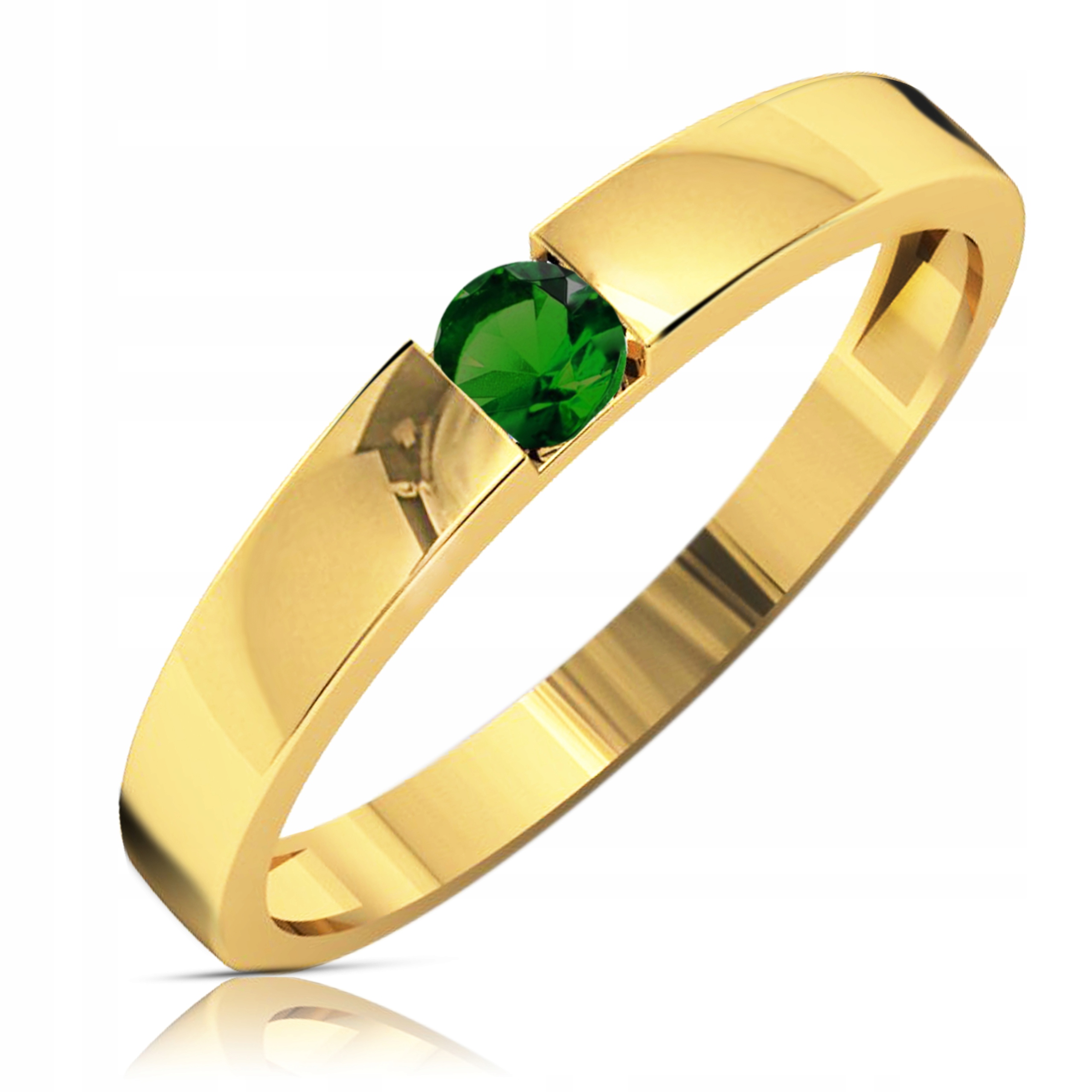 Zlatý zásnubný prsteň 333 8k Emerald R24