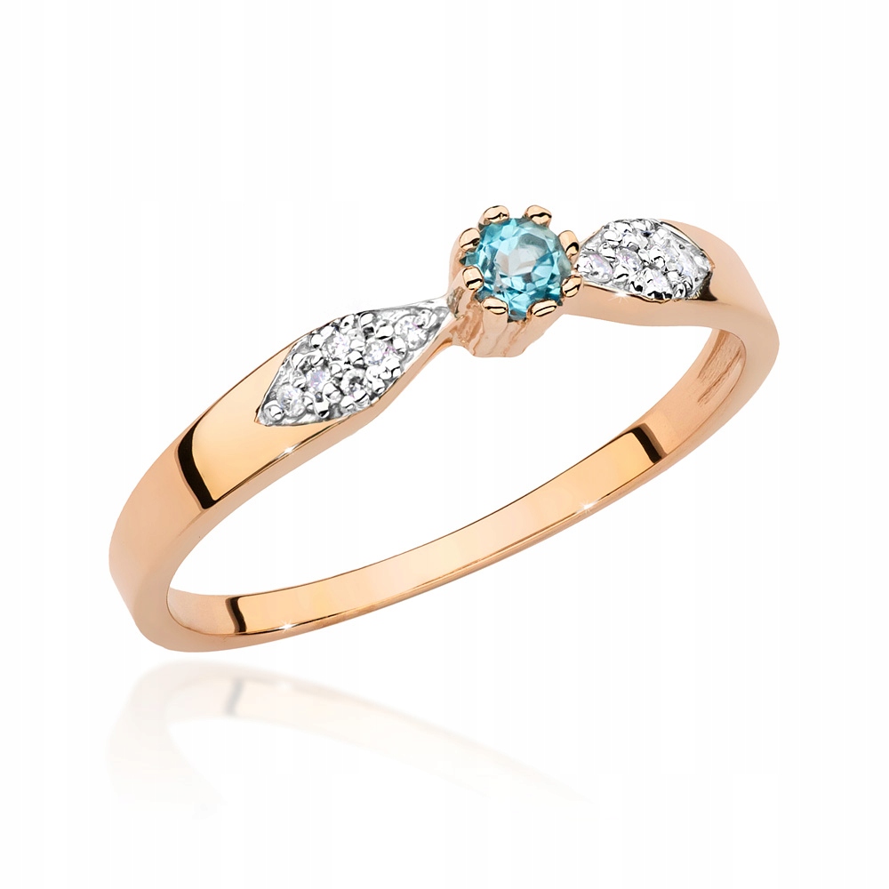 ZLATÝ PRSTENNÝ PRSTEN 585 TOPAZ 0,15 ct
