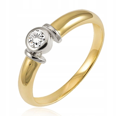 ZLATÝ PRSTENEC PRSTEN S BRILLIANTOM 0,18 ct