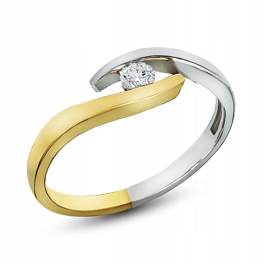 ZLATÝ PRSTENEC PRSTEN S DIAMANTOM 0,10 CT