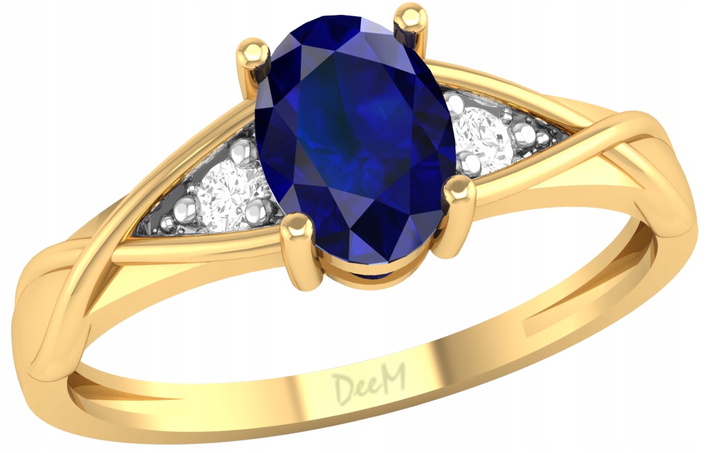 ZLATÝ ZÁSOBNÍKOVÝ KRÚŽOK S SAPPHIRE 585