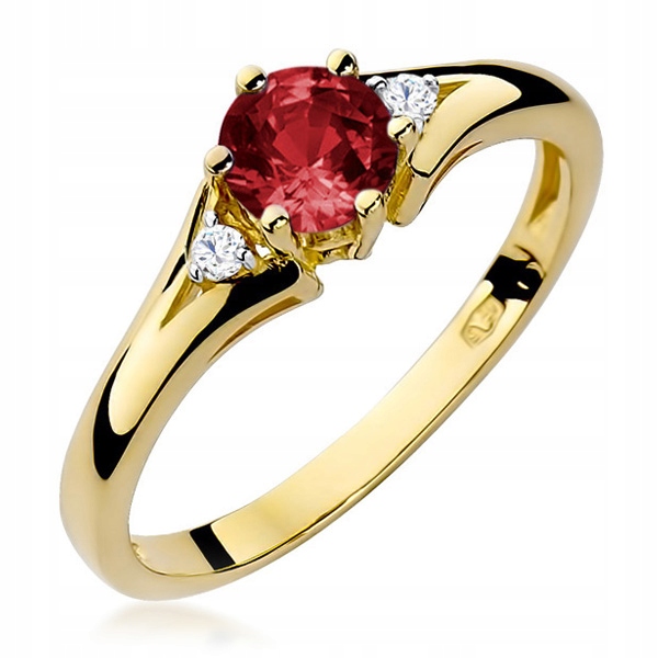 ZLATÝ ZÁSOBNÍKOVÝ KRÚŽOK pr. 585 GRANAT 0,60 ct