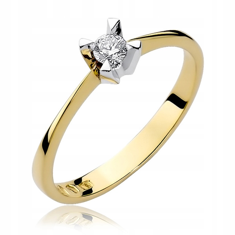 ZLATÝ PRSTENEC PRSTEN S BRILLIANTOM 0,12 ct