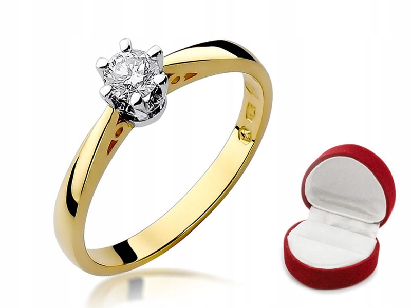 GOLD ENGAGEMENT RING s 0,25 ct BRILLIANT