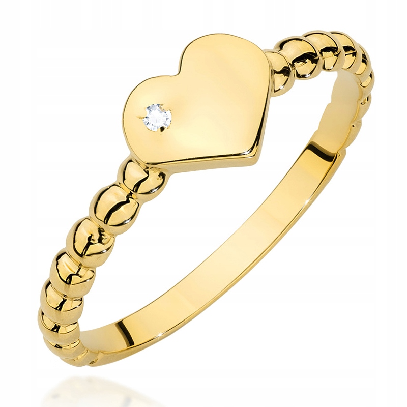 Zlatý prsteň pr. 585 Srdce s diamantom 0,01Ct