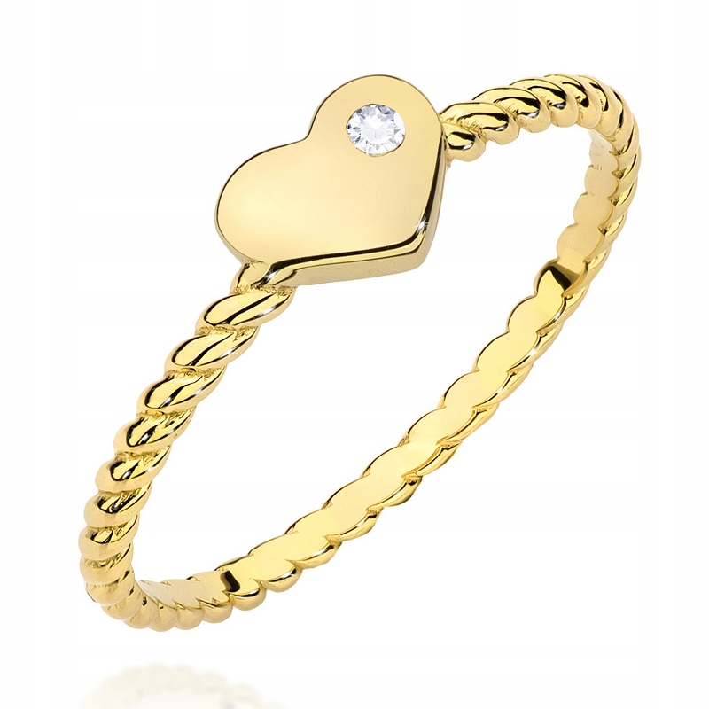 Zlatý prsteň pr. 585 Srdce s diamantom 0,03Ct