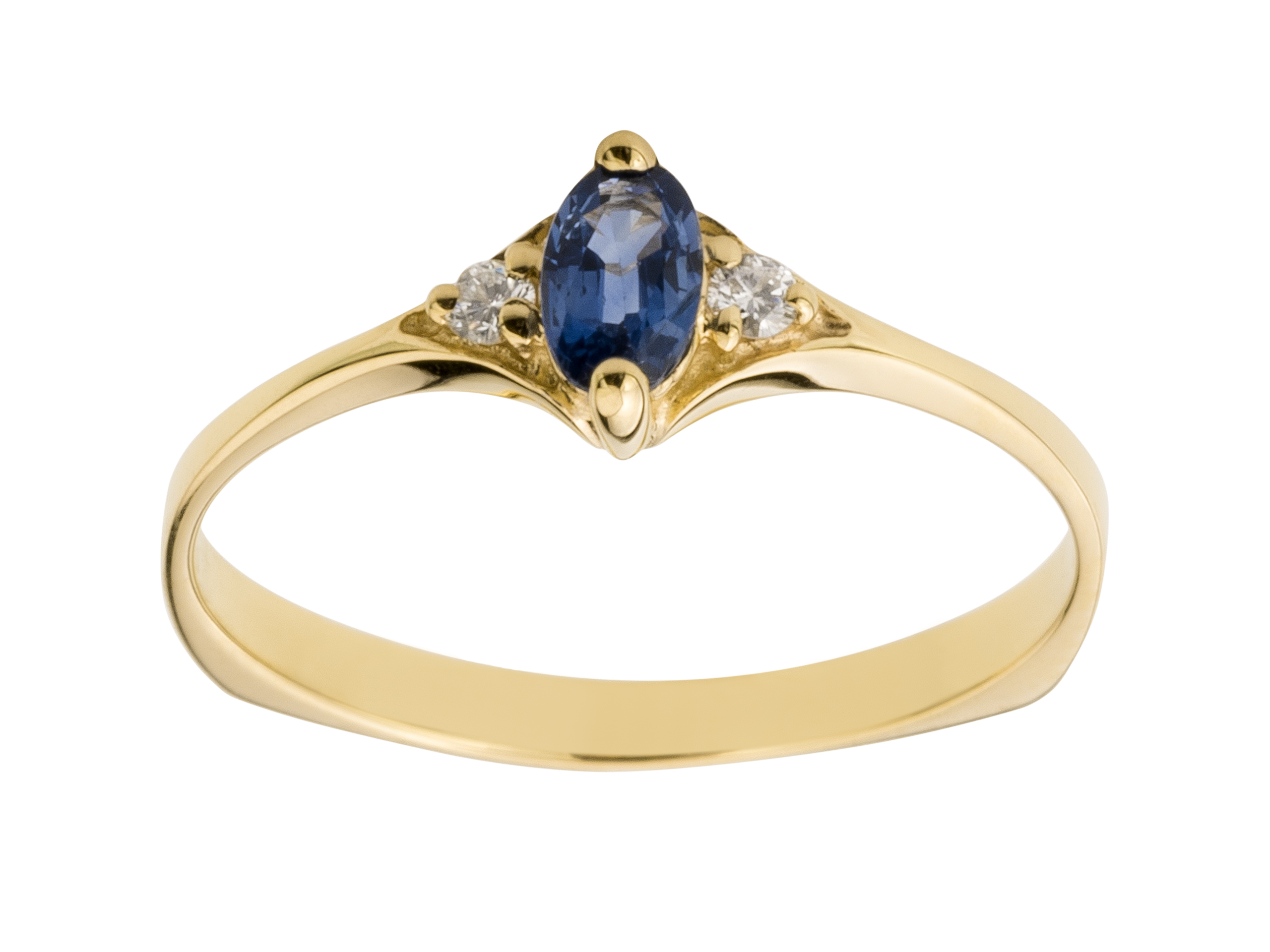 ZLATÝ PRSTEN s 2 BRILIANTMI a 0,25 ct SAPPHIRE