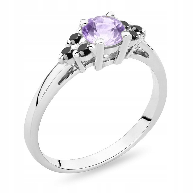 Zlatý krúžok s ametystémom 0,50Ct a diamantmi