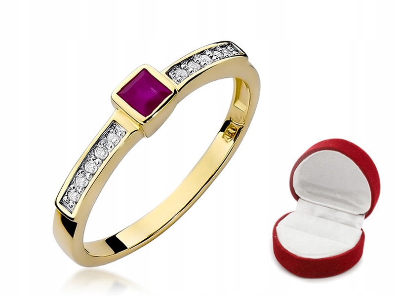 ZLATÝ PRSTEN s 0,20 ct RUBY a BRILLIANTS