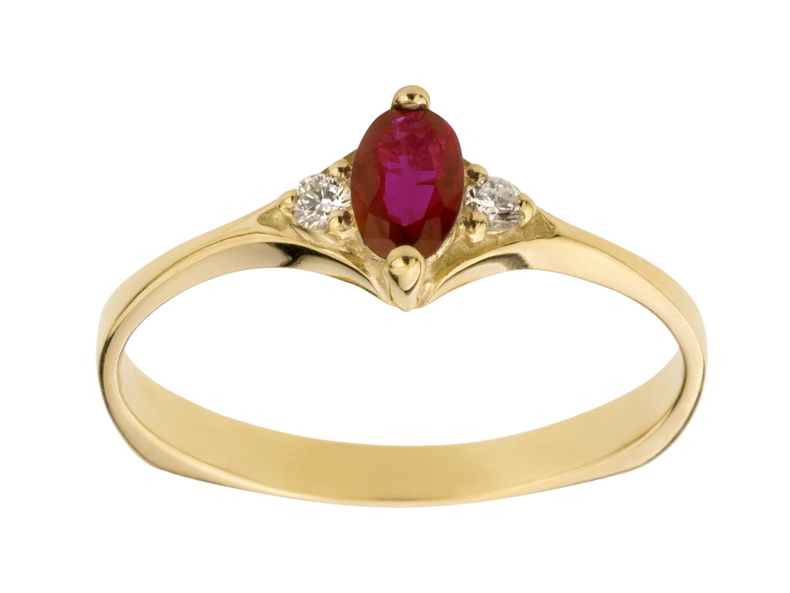 ZLATÝ PRSTEŇ s 0,30 ct RUBY a 2 BRILLIANTY