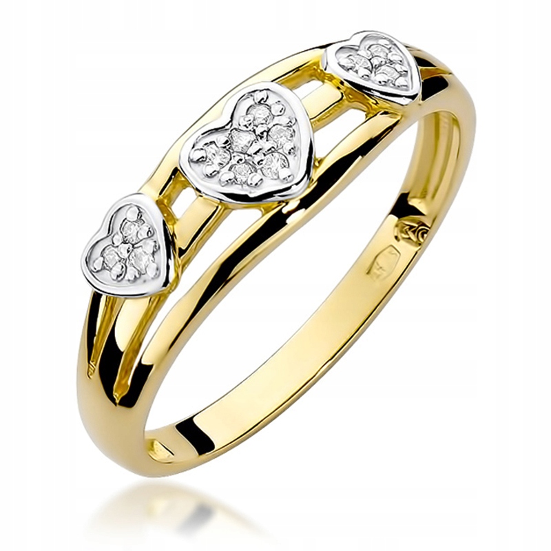 Zlatý prsteň so srdcom a diamantmi 0,06Ct 585