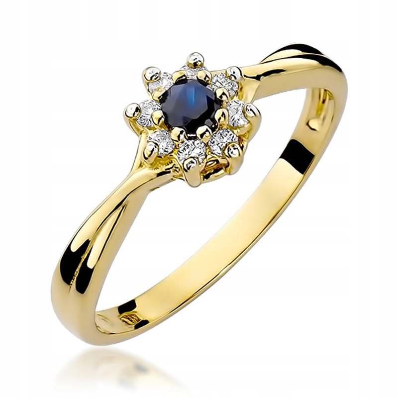 ZLATÝ PRSTEN so SAPPHIRE 0,15 a BRILLIANTS 585