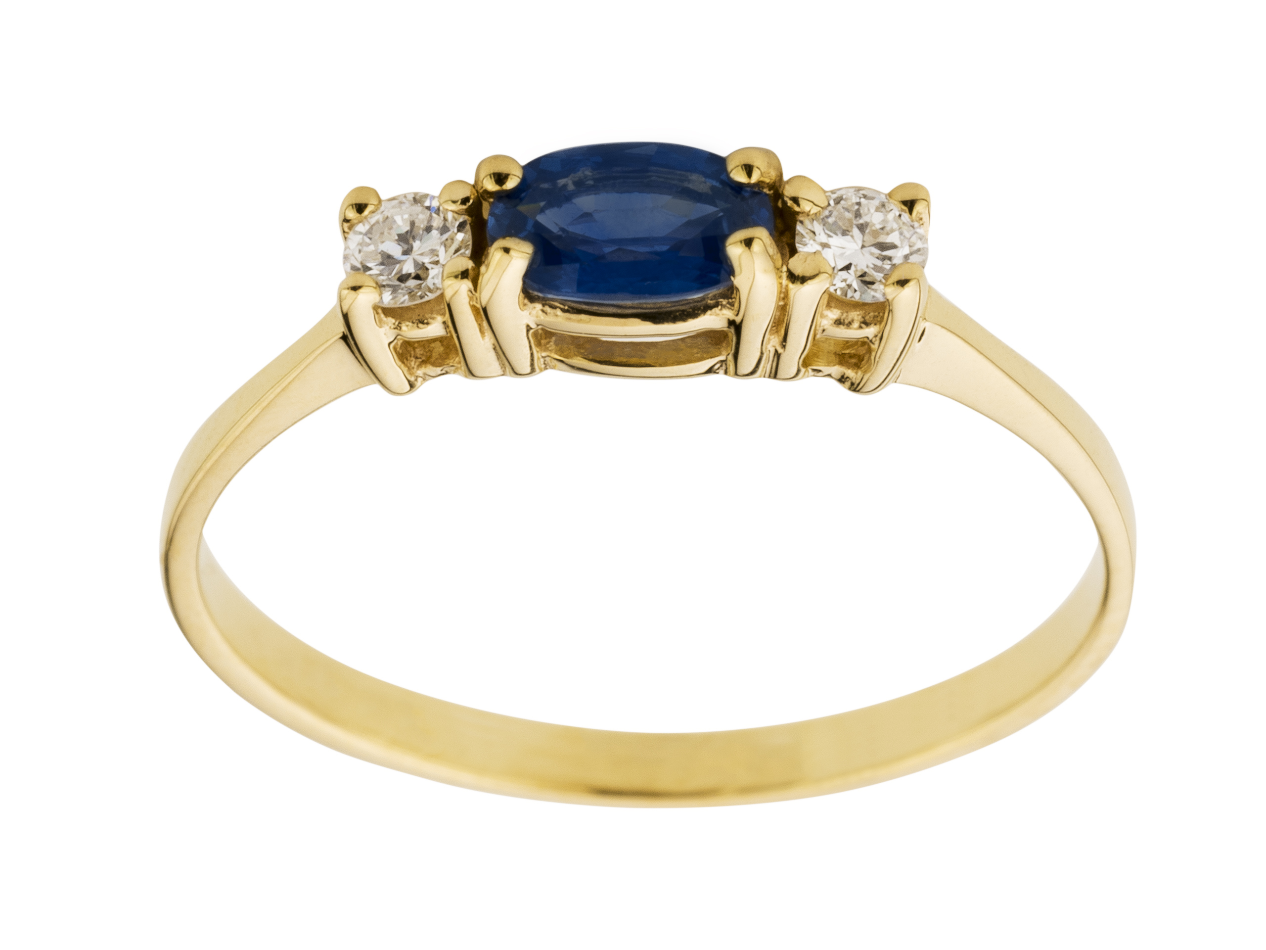 ZLATÝ PRSTEN so SAPPHIRE a 2 BRILLIANTS 0,10 ct