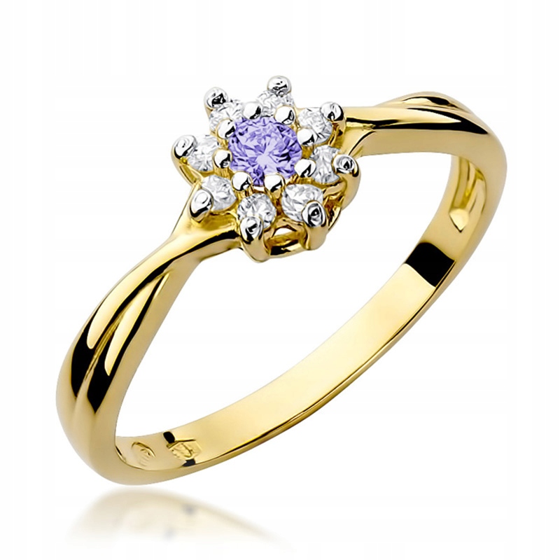Zlatý prsteň s tanzanitom 0,15ct a diamantmi
