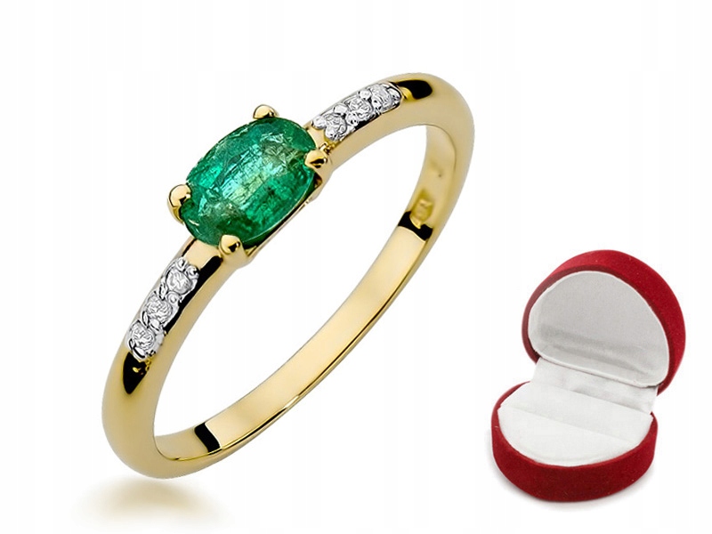 ZLATÝ KRÚŽOK s EMERALDOM 0,40 ct + brillanty