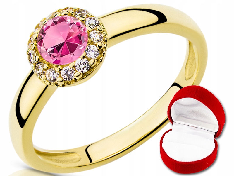 ZLATÝ prsteň PINK CUBIC ZIRCONIA 585