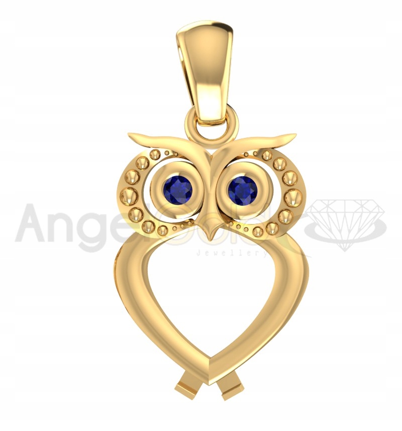 Zlato Pendant Owl so zafírmi zlata 585 Owl