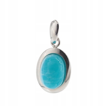 Pendant - Amazonit Oval 21x11mm, Rhodium -Rhodium Silver
