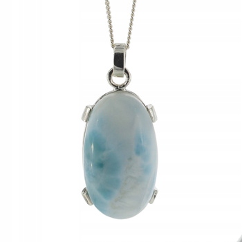 Prívesok - oválny larimar 24x14mm v striebre