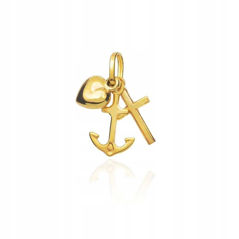 Zlatý prívesok ANCHOR CROSS HEART HEART pr 585