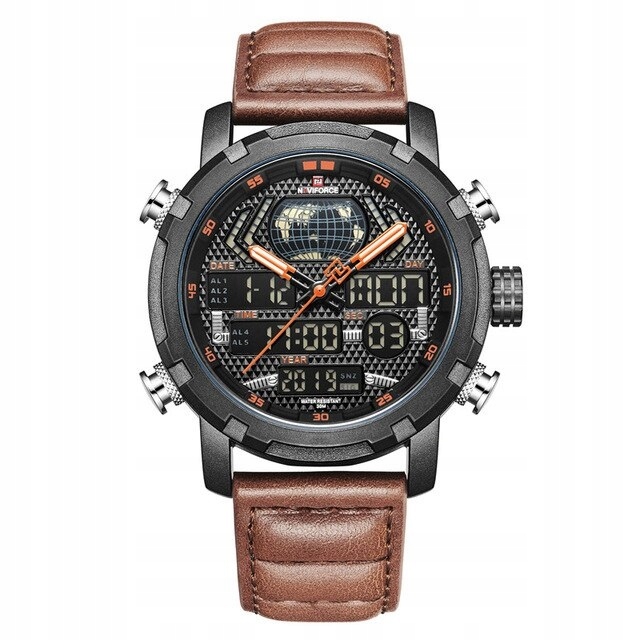 Pánské hodinky - Elektronické pánske hodinky Naviforce Leather 4 Kol
