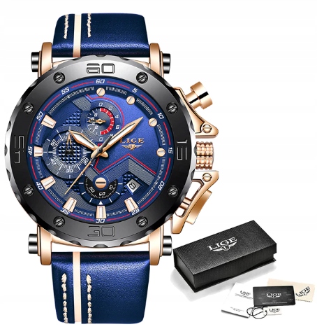 Klasické hodinky Blue LIGE s chronografom