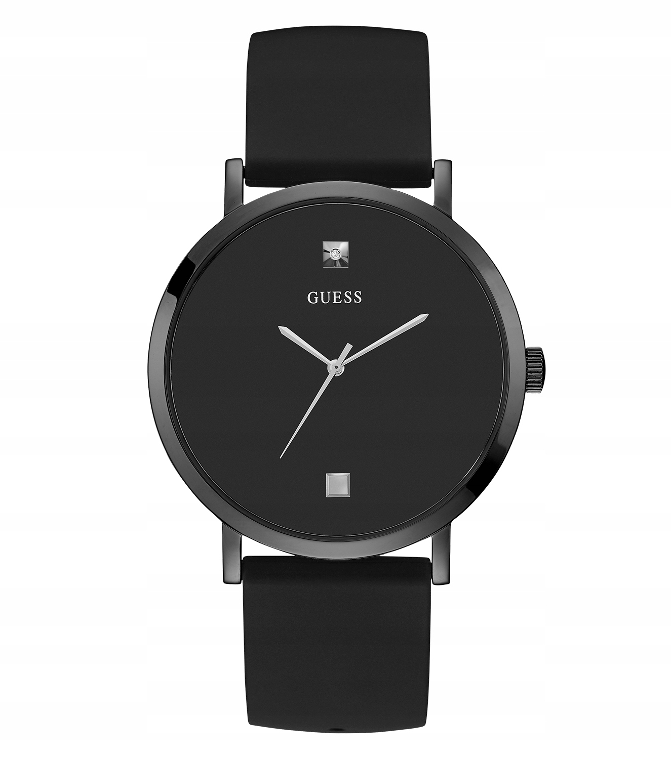 Pánské hodinky - Black Men's Watch on the Guess Belt s diamantom